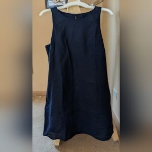 Quince 100% European Linen Tank Mini Dress Deep Navy